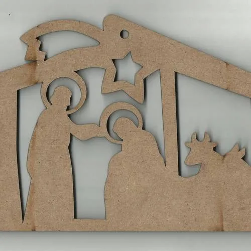 Support en bois en forme de crèche de noël