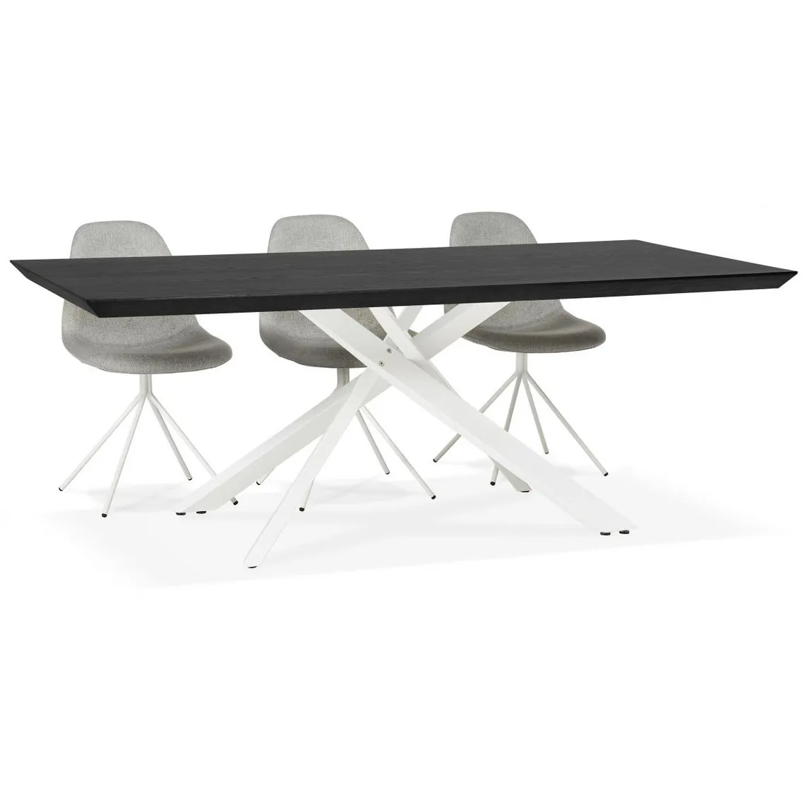 Table à Manger Piétement en Métal Blanc POTZ Noir | 3 Suisses