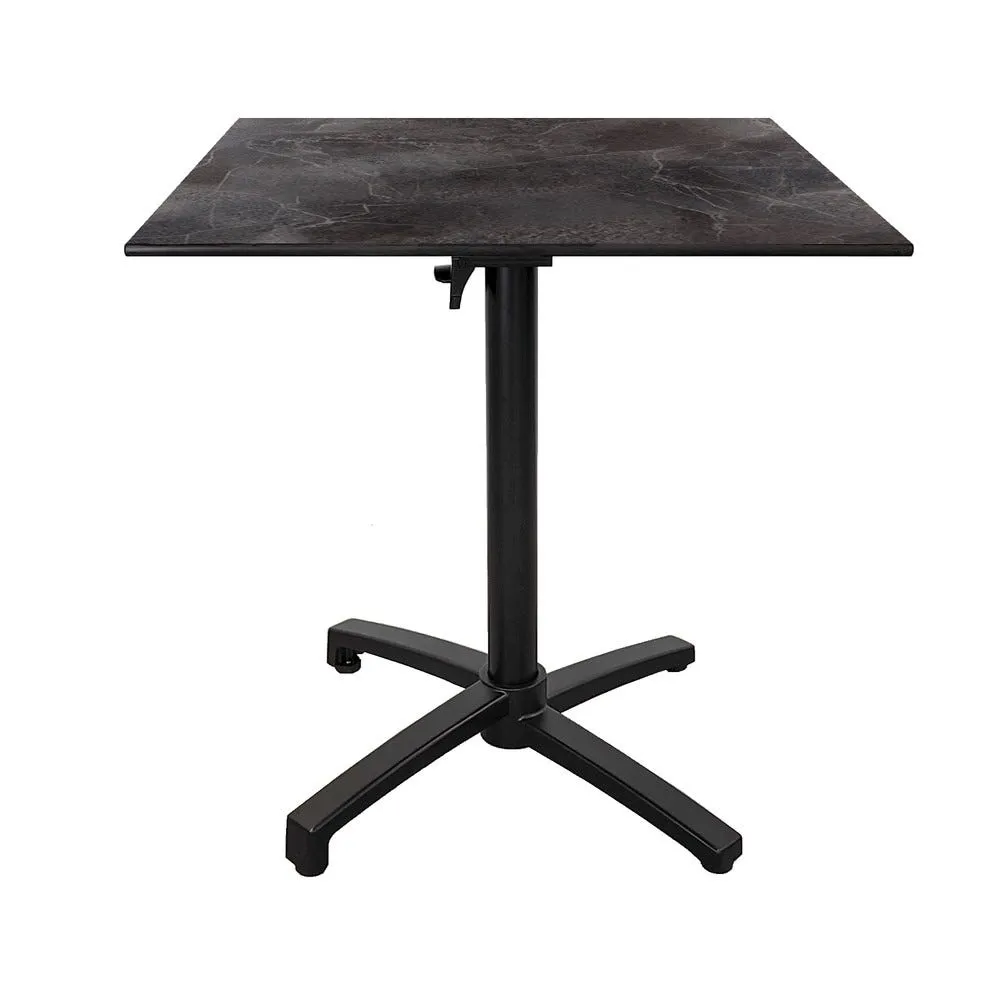 Table pliable pour terrasse en compact hpl décor dark 70x70