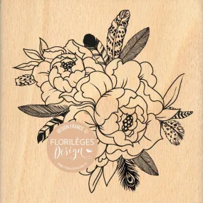 Tampon Stamp Bois Florileges Design Arizona Flowers Feathers