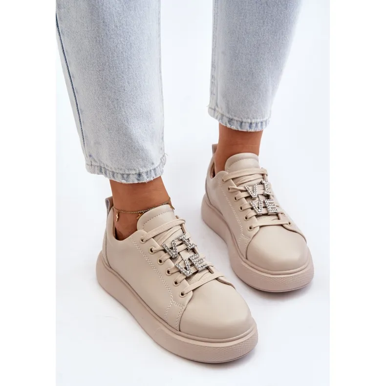 Vinceza Leather Women's Baskets with Beige Decorations - Dysuria